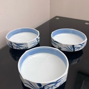 Blue and White Patterned Ceramic Bowls